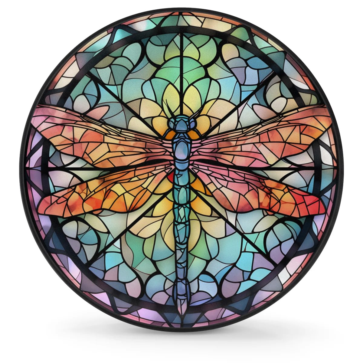 Spare Tire Cover for RV Trailer, Glass Dragonfly Pattern Tire Covers Universal Fit for Travel Trailer Camper Jeep RV SUV Truck Waterproof Wheel Cover (16 inch for Diameter 29” - 31”),A-789