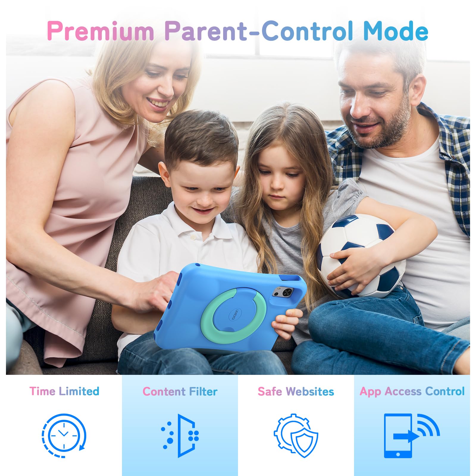 UMIIDIGI Tablet Bambini 10 Pollici,Controllo Genitori,8+128GB, Android Tablet per Adatto a tutte le età/Octa-Core/6000mAh/GPS/WiFi/Dual 4G SIM,G5 Tablets Per Bambini con Case,Blu