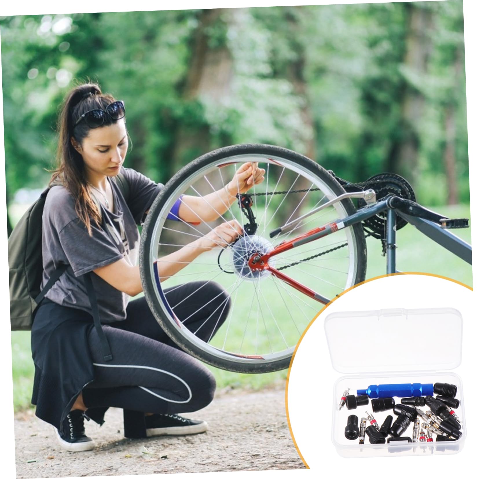 ibasenice Stängel Kappen Ventil Kern Fahrrad Reparatur Werkzeug Entfernung Luft Ändern Reifenkappe Reifenstamm Stielabdeckung Fahrradadapter Radstamm Aluminiumlegierung Schwarz