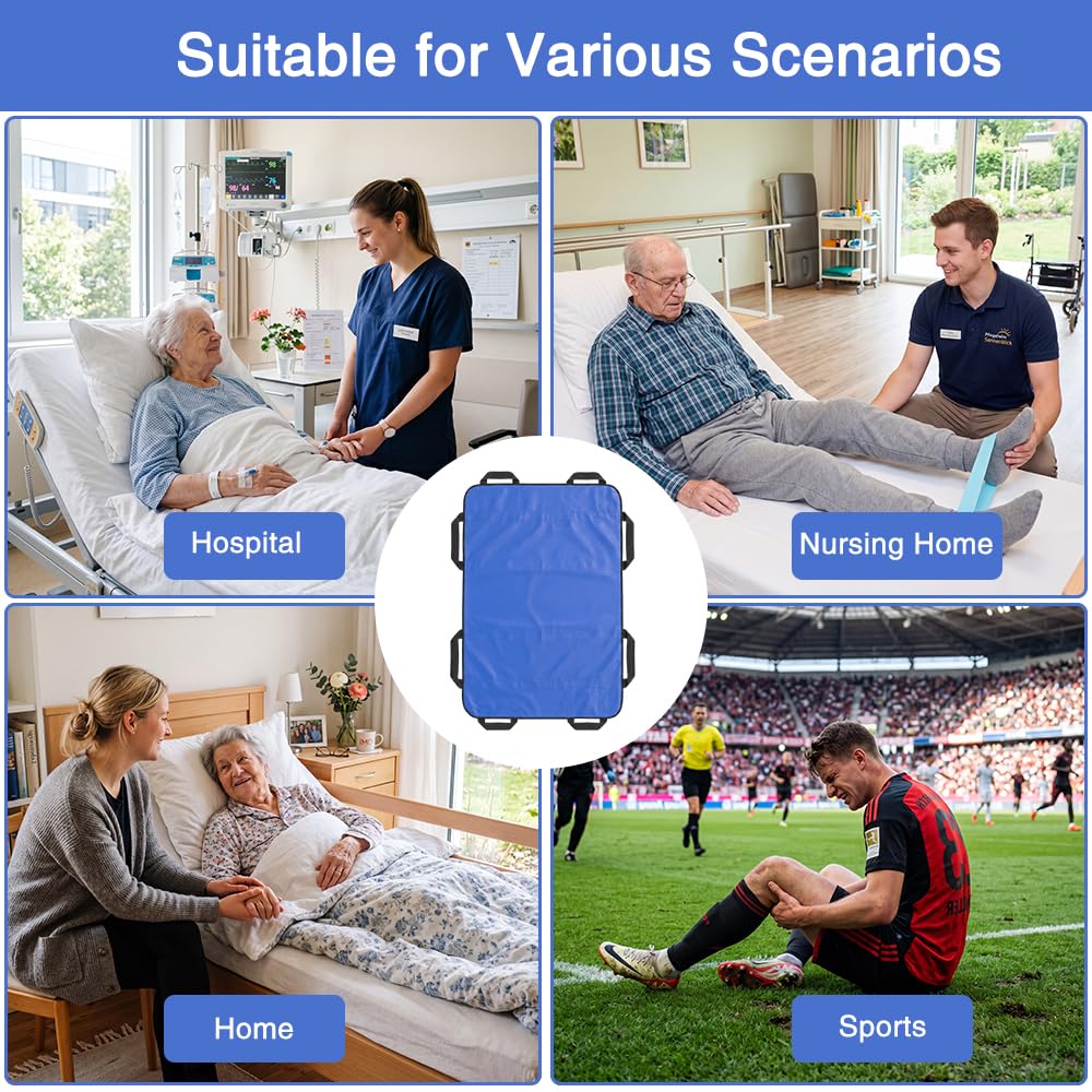 Golgner Gleittuch für Bett Transfer, 120 x 100 cm Gleittuch für Bettlägerige mit 8 Griffe, Transferboard für Patientenlifter, Waschbares Patiententransferbrett, für Senioren Bettlägerige Patienten