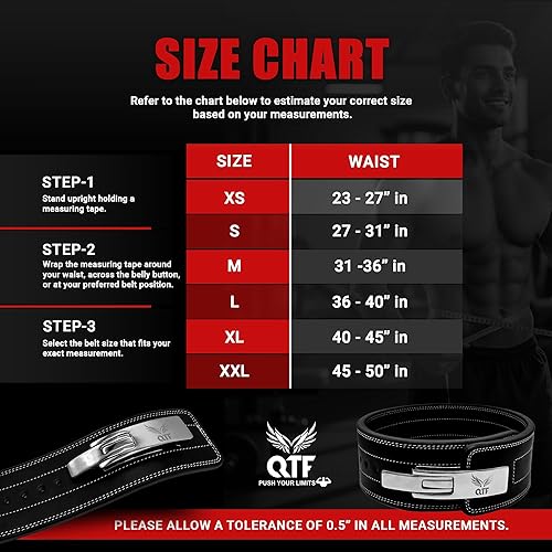 Miniatura 6 de QTF 'S - Cinturón de palanca para levantamiento de pesas para hombres y mujeres, hecho de cuero grueso, cinturón de entrenamiento de gimnasio, ideal