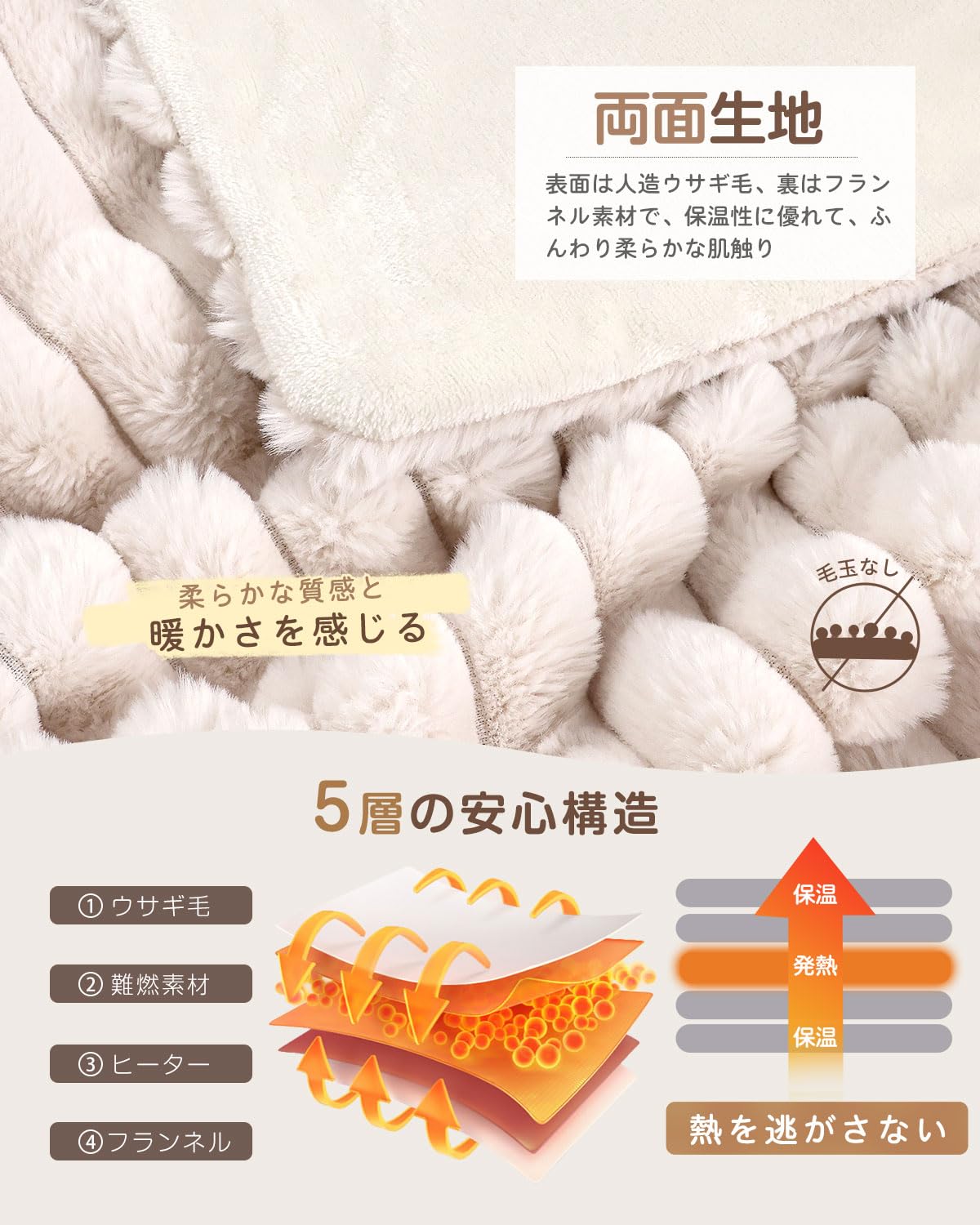 電気毛布 掛け敷き 188cmx130cm 即暖 ラビットファー xフランネル Amazon.co.jp : 電気毛布 掛け敷き兼用 188×130cm【極上の肌触り