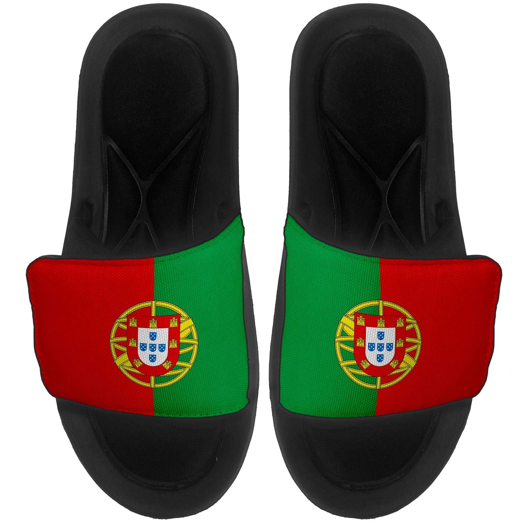 ExpressItBest Cushioned Slide-On Sandals/Slides for Men, Women and Youth - Flag of Portugal (Portuguese) - Portugal Flag - X Large