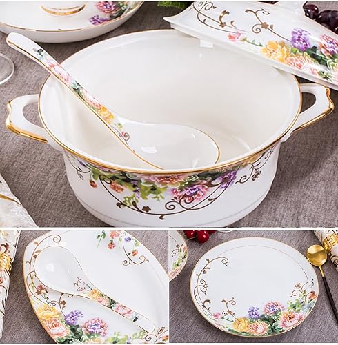 Miniatura 9 de 60pcs Vajilla Sets Tazones Platos Cucharas Bandeja Plato Jingdezhen Hecho A Mano Arte Cerámica Chinaware Porcelana Tazón Vajilla Tazón Juegos