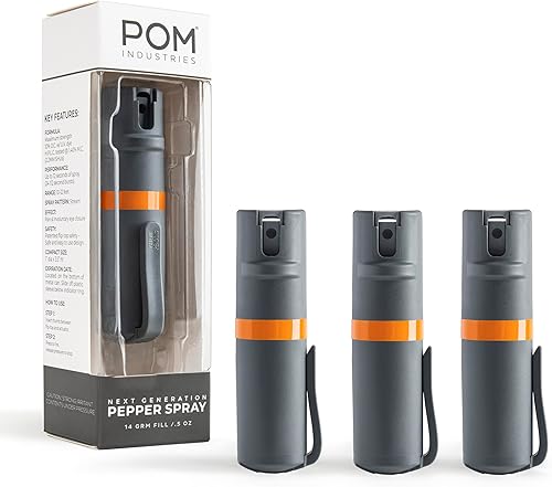 Miniatura 10 de POM - Gas pimienta con clip para bolsillo superior, aerosol con OC de máxima potencia para autodefensa, diseño táctico compacto y seguro, 25ráfagas,