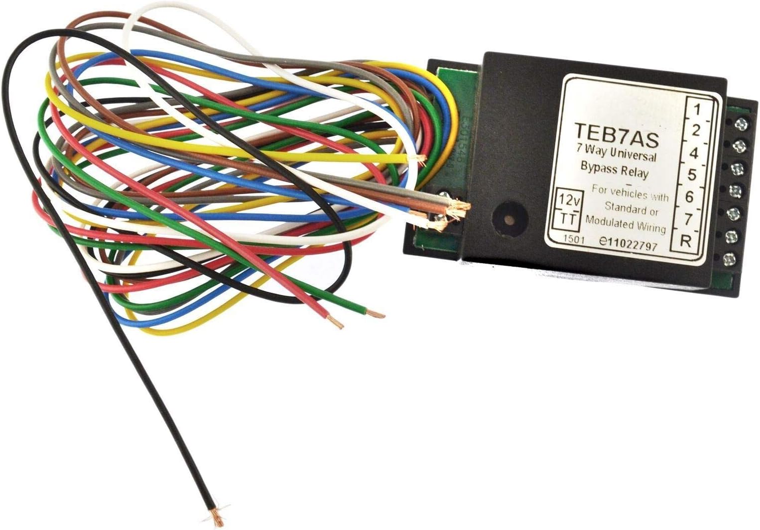 AB Tools Maypole 12V 7 Way Bypass Relay with Audible Buzzer Trailer and Caravan Towing Electrics, Black