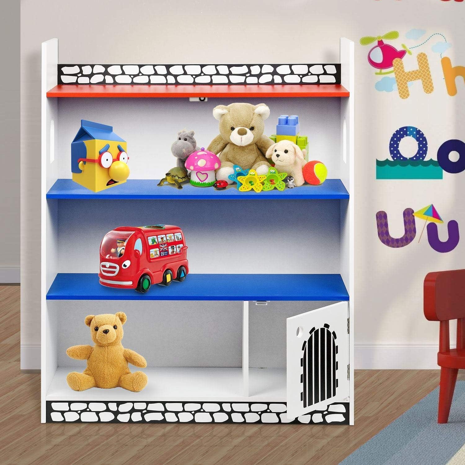 Generic .elf Sto Rack Organiser Bookshe Bookshelf New Shelf St Castle Bookcase f Storage Kids Childrens Wooden oden Ca Shelf Storage ldrens W