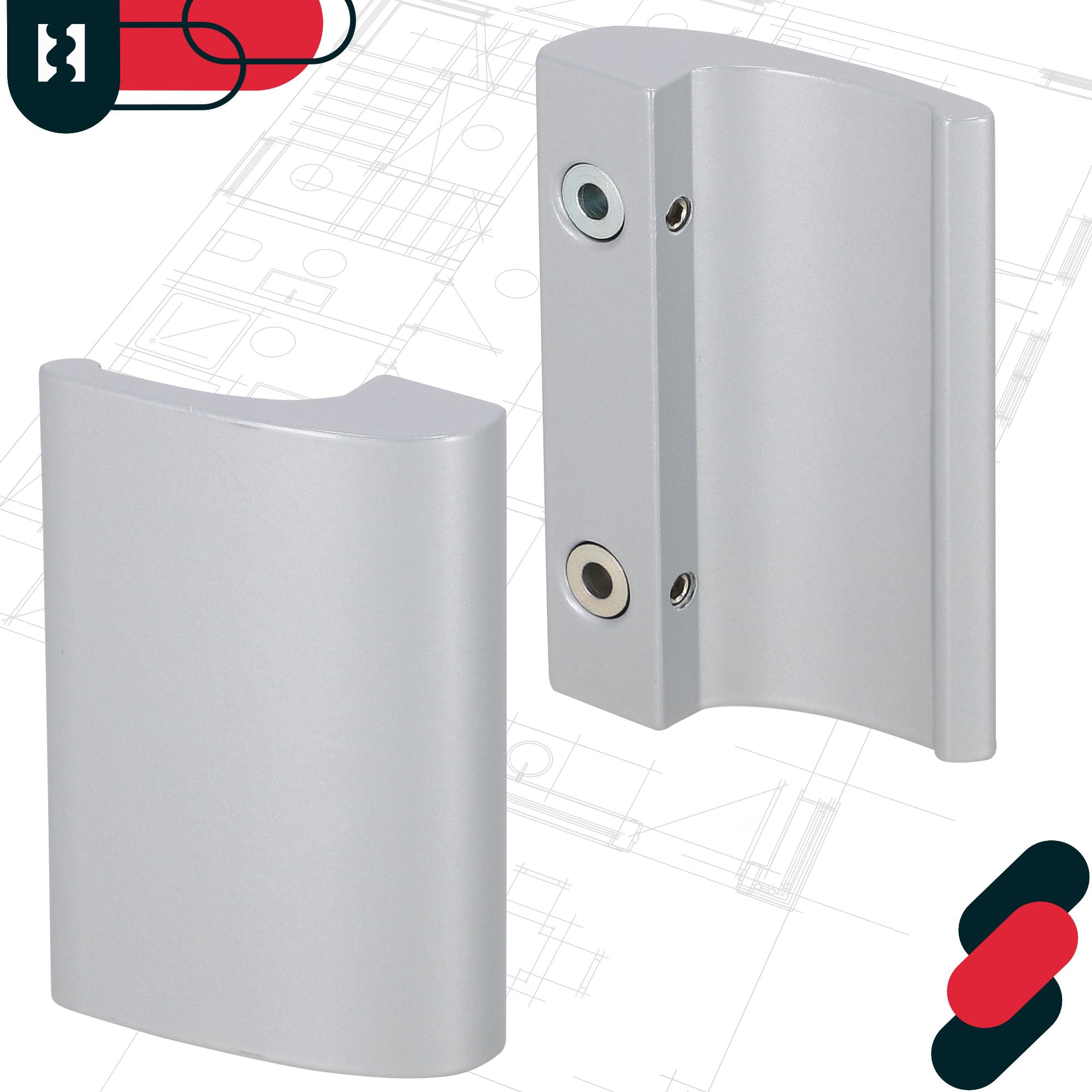 KOTARBAU® Manija para puerta de balcón, Tirador de puerta de terraza, Tirador de puerta plateado, Manilla para puerta balconera, Asa de agarre para fumadores, Manilla de aluminio para balcones