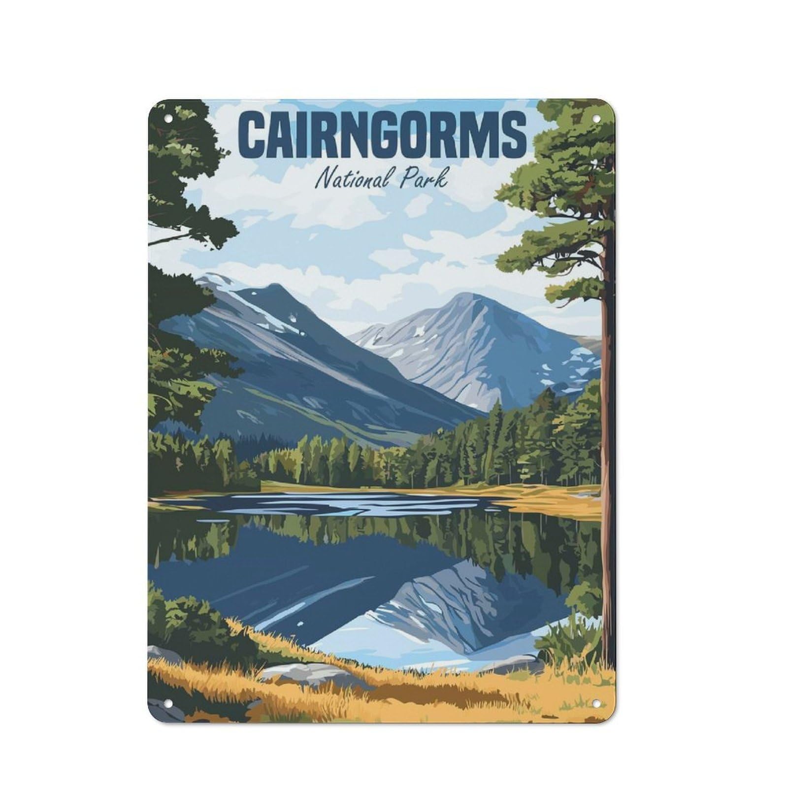 Junmoney Style-17 Tin Wall Plaque 40X30cm With Cairngorms National Park For Café Or Restaurant, Housewarming Present For People Styling Café And Restaurant