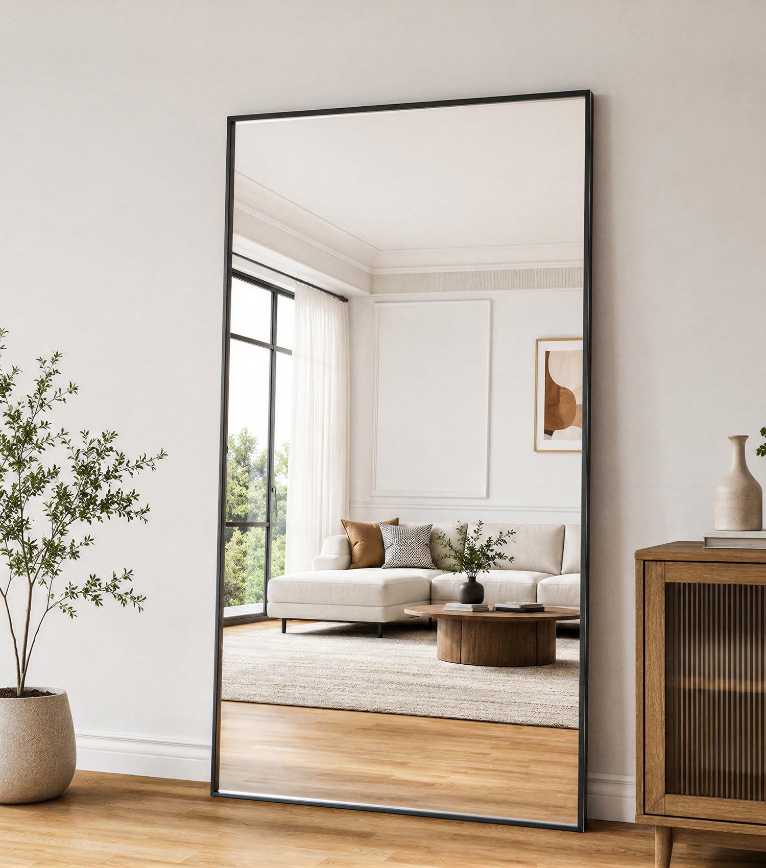Koonmi 67"x30" Floor Mirror Full Length, Large Black Mirror