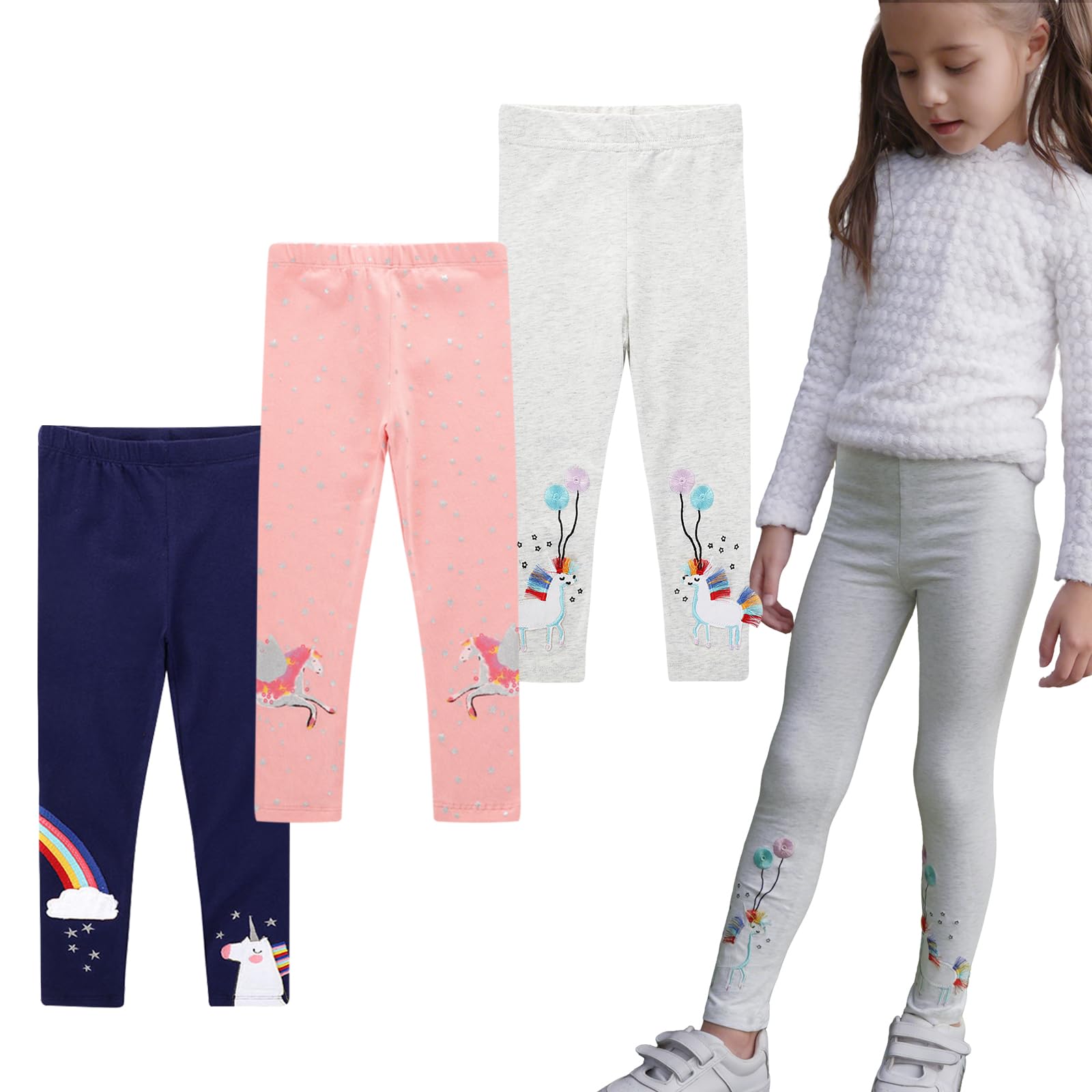 EmaoFun Legging Enfant Fille,Lot de 3,2-7 Ans