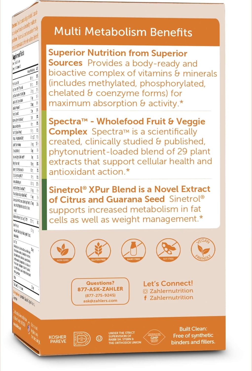 Zahler Multivitamin Metabolism + Weight Management Support for Women and Men with Iron, Certified Kosher, 60 Capsules