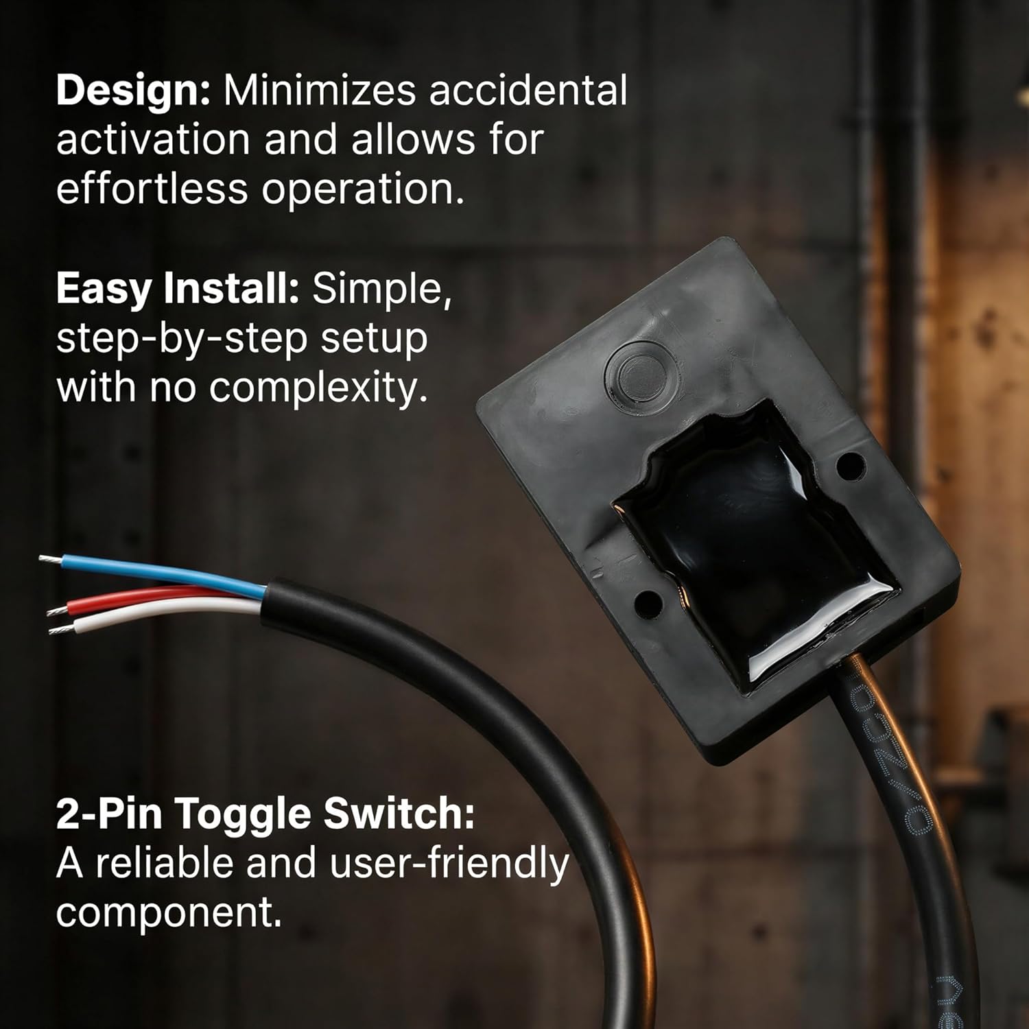 Heavy Duty Waterproof Toggle Switch SPST ON/Off 2 Pin Latching Rocker Switch with 2ft Wire 12V 30A Compatible with Marine, RV, Automotive, Boat Electrical Systems Wired Toggle Switch