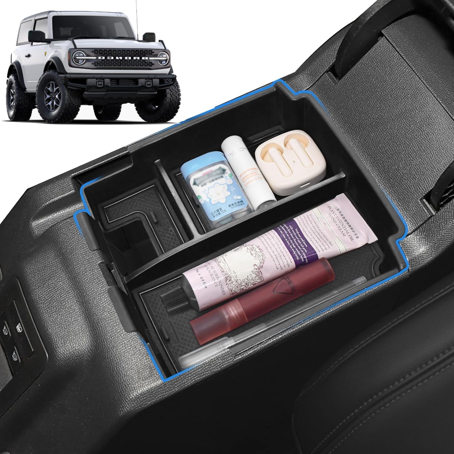 2026 Upgrade Center Console Organizer fit for 2025 2026 Ford Bronco 4 Door Full Size Bronco Center Console Storage for Ford Bronco 2025 2026 Storage Accessories|Not for 2 Dooor/Manual/Sport Model|