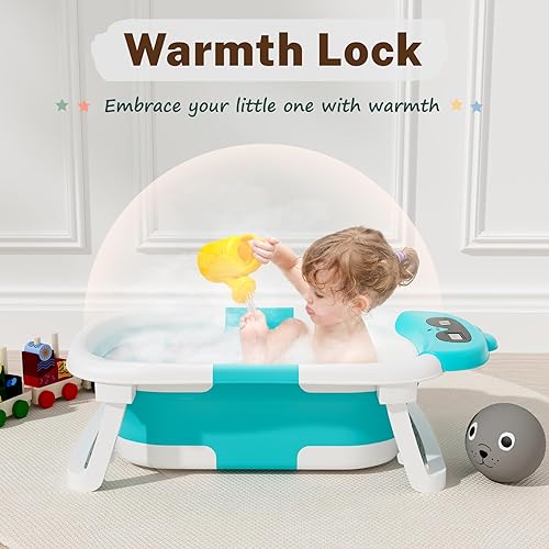 Vista 46 de AVIDOR Bañera para bebé, bañera plegable para recién nacidos a niños pequeños, bañera esencial duradera, bañera portátil de viaje con cojín suave