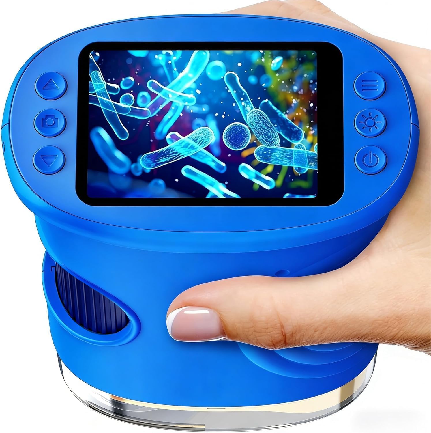 Ashfly Kids Digital Microscope 1080P HD 2.0 Inch Pocket Microscope Microscope Microscope with LED Lights Microscope PC Connection Mini Outdoor Microscope Gift for 4-12 Years Old - Blue