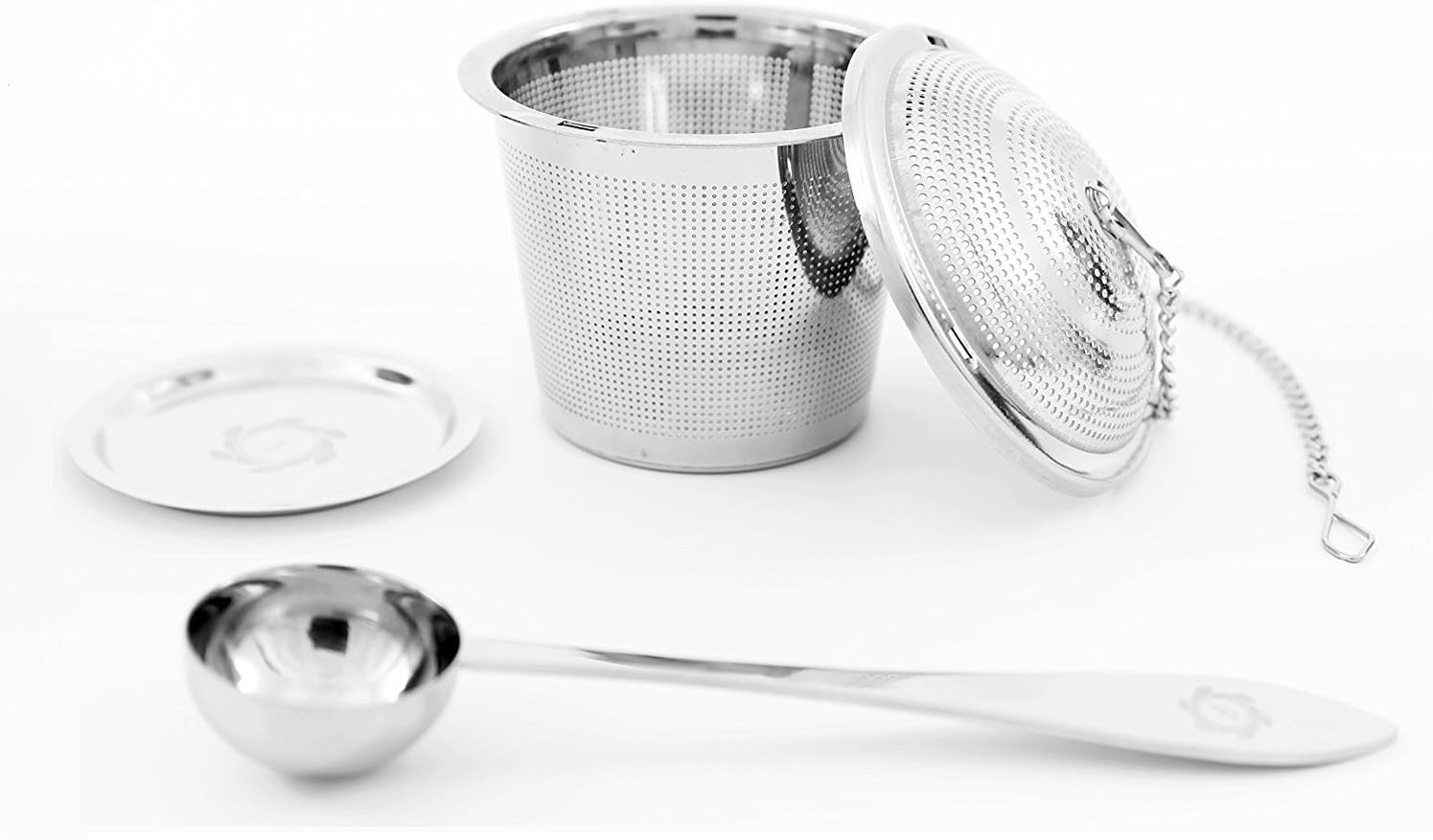 LuvlyTea Loose Leaf Tea Infuser - Including Tea Scoop and Drip Trays - Best Premium Stainless Steel Strainer & Steeper! EXTRA LARGE (Set of 1)