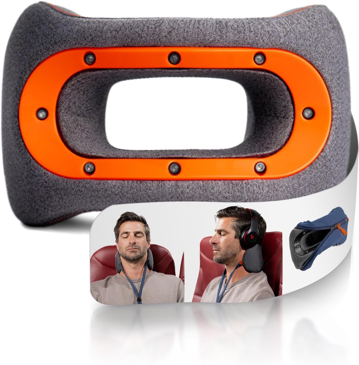 bullbird Neck Pillow for Travel & Posture Support, Orange – Ergonomic, Seat-Compatible Airplane Pillow with Neck Traction & Memory Foam for Spinal Alignment & Comfort