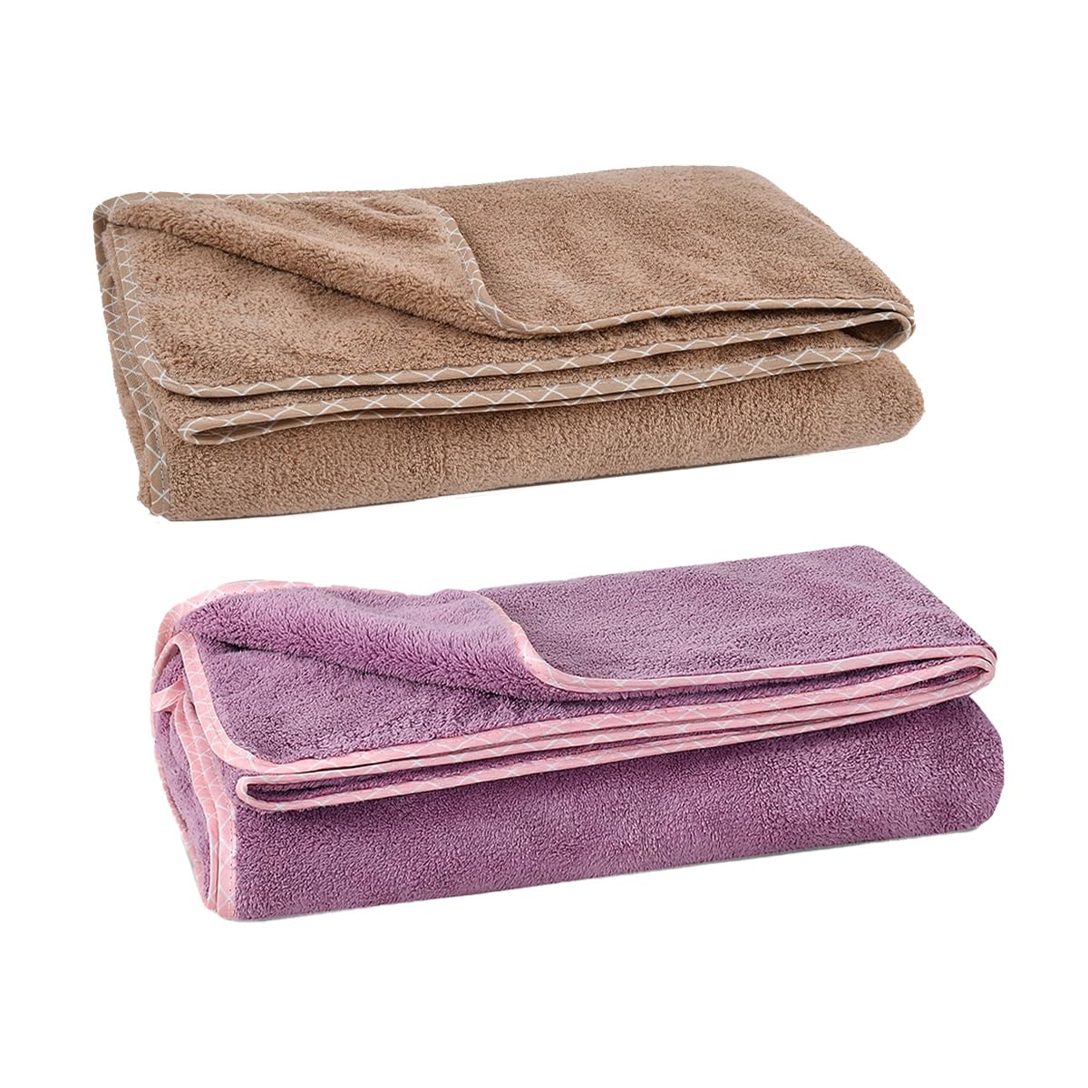 UrbanLeaf Microfiber Large Bath Towel | Quick Dry Super Absorbent - Bath Towel for Men and Women | Brown & Purple | Towel for Bath, Travel, Gym, Beach, Pool, and Yoga (70 X 140 CMs)