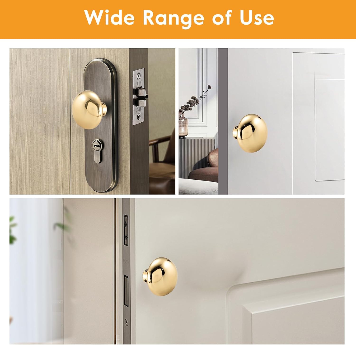 HOME MASTER HARDWARE Brass Door Knobs Set with Spindle, 2-1/4 in Vintage Door Knob, Old Style Door Knob Replacement for Mortise Lock Interior Doors
