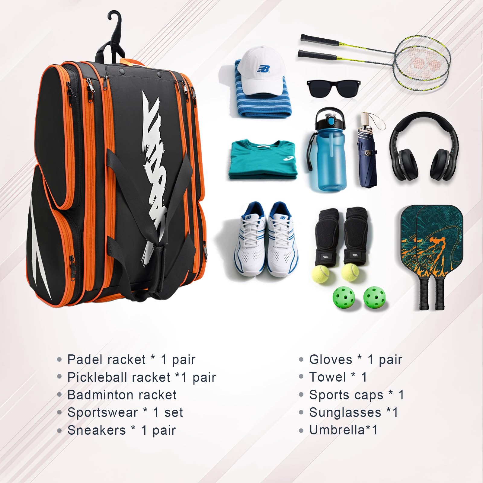 TILDOSAC Borsa da Tennis, Padel Racket Bag Zaino da Tennis, Grandi Padel Protector Zaino