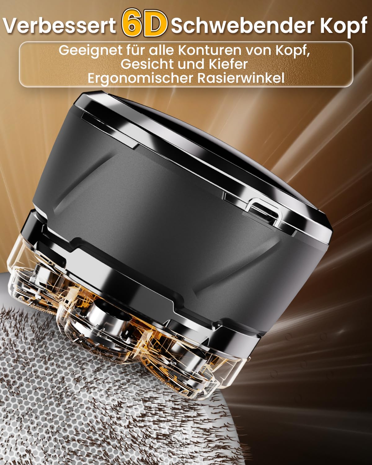 Glatzen Rasierer Herren, 2026 Verbessert IPX8 Wasserdicht 6D Flexibler Glatzenrasierer, Magnetische Schwebender Kopf, Nass und Trocken Glatzen Rasierer mit LED Anzeige, USB-C Kopfrasierer Glatze