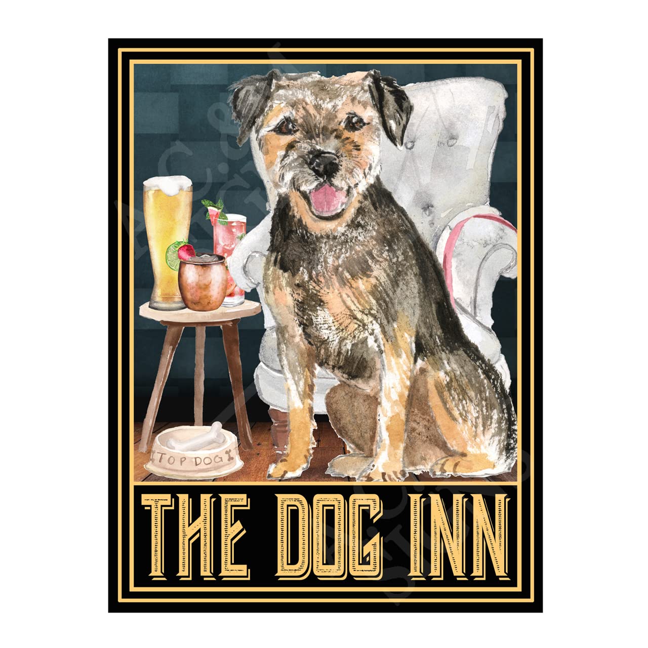 Metal Sign Plaque The Dog Inn Border Terrier Home Bar Man Cave Garden Shed Garage Pub Decor Shed Garage size 10x8in ref8070