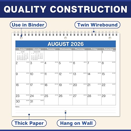 Miniatura 4 de Dunwell Calendario de carpeta de 8.5 x 11 pulgadas 2026, uso de enero a diciembre de 2026, 3 agujeros perforados, se adapta a cuadernos de 3