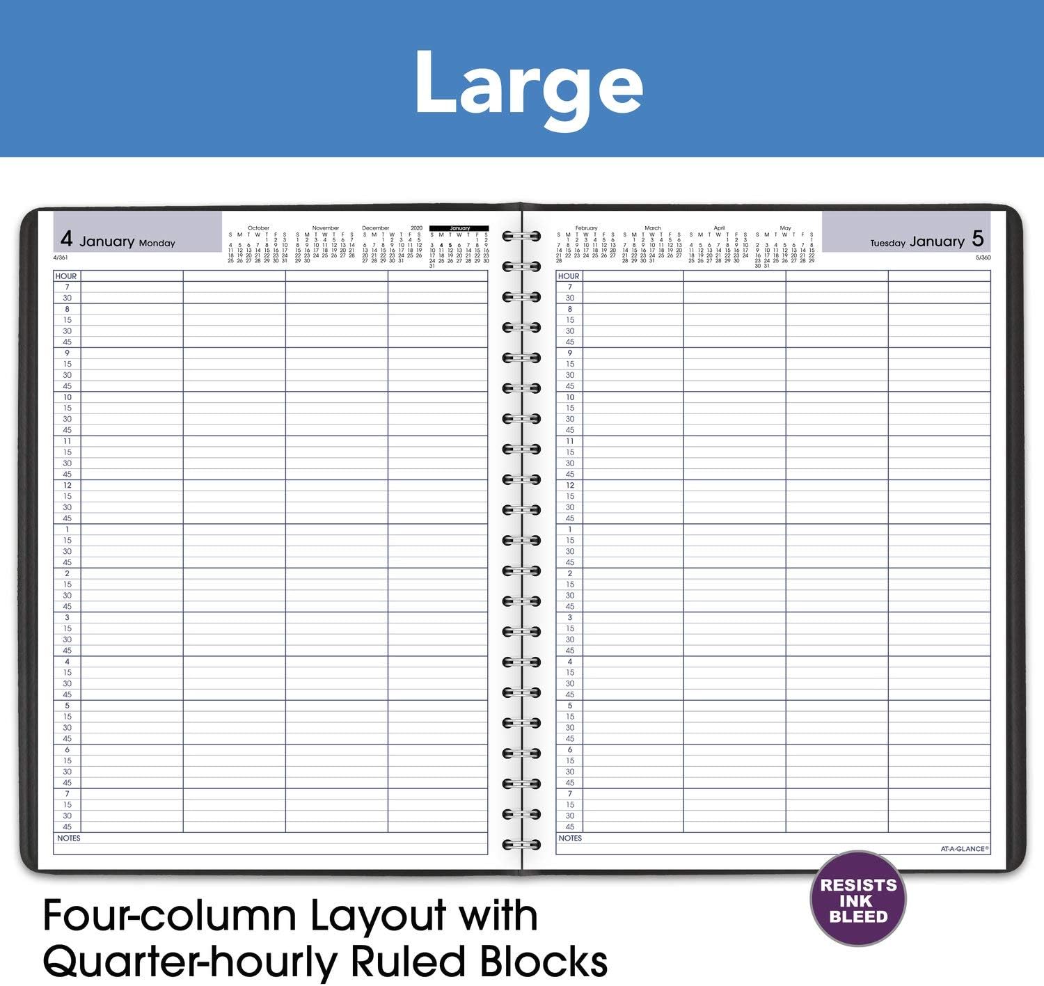 2021 Four Person Group Daily Appointment Book by AT-A-GLANCE, 8" x 11", Large, DayMinder, Black (G5600021)