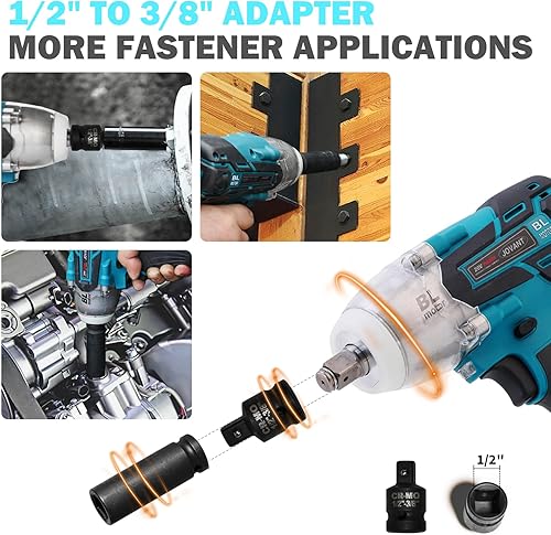 Miniatura 4 de Juego de llave de impacto inalámbrica Jovant, pistola de impacto eléctrica de 20V MAX, llaves de impacto sin escobillas de 737 pies-libras (1000