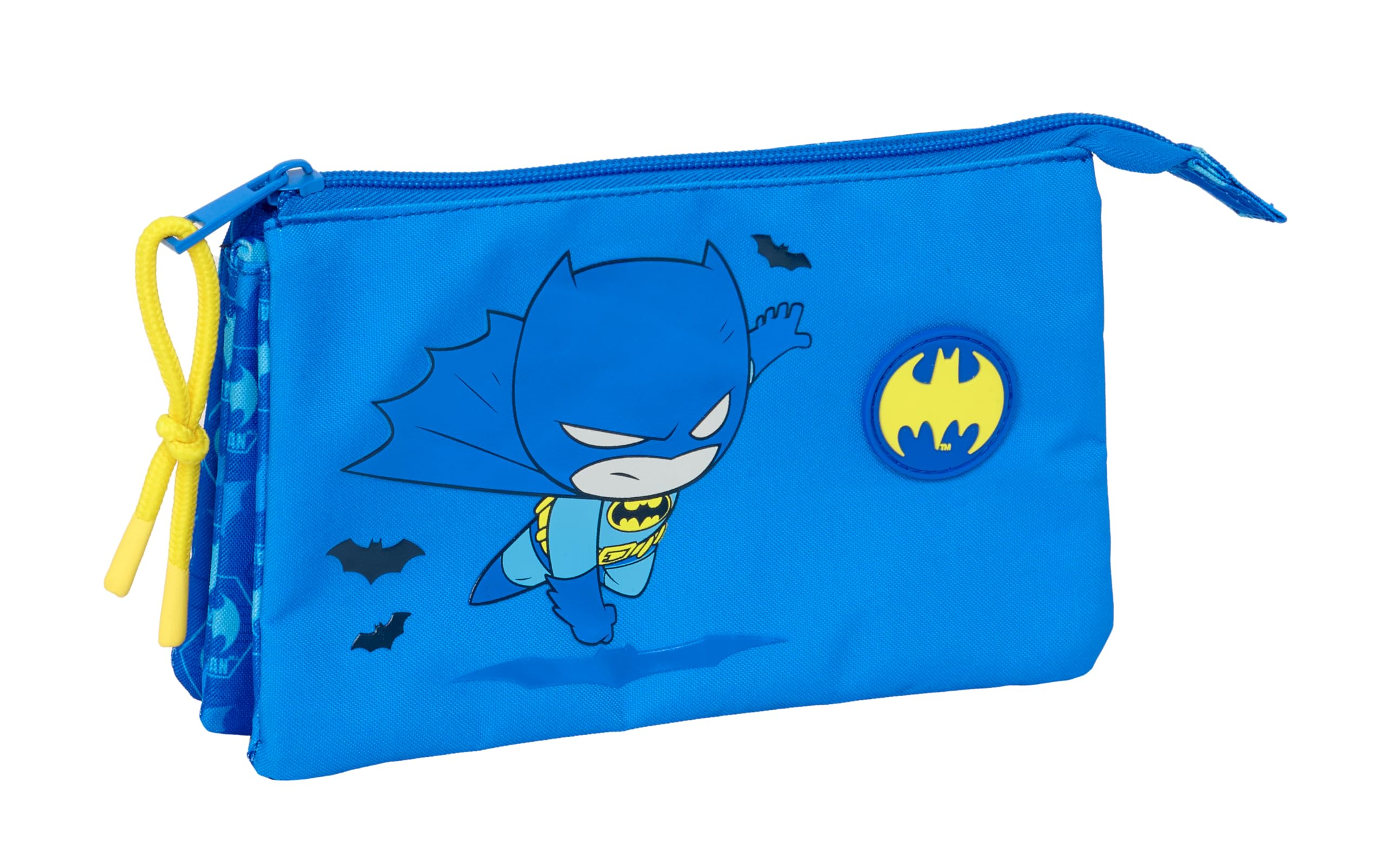 Safta Batman Preschool – Triple Pencil Case, Children's Pencil Case, Ideal for School Age Children, Comfortable and Versatile, Quality and Resistance, 22 x 3 x 12 cm, blue, M, Casual