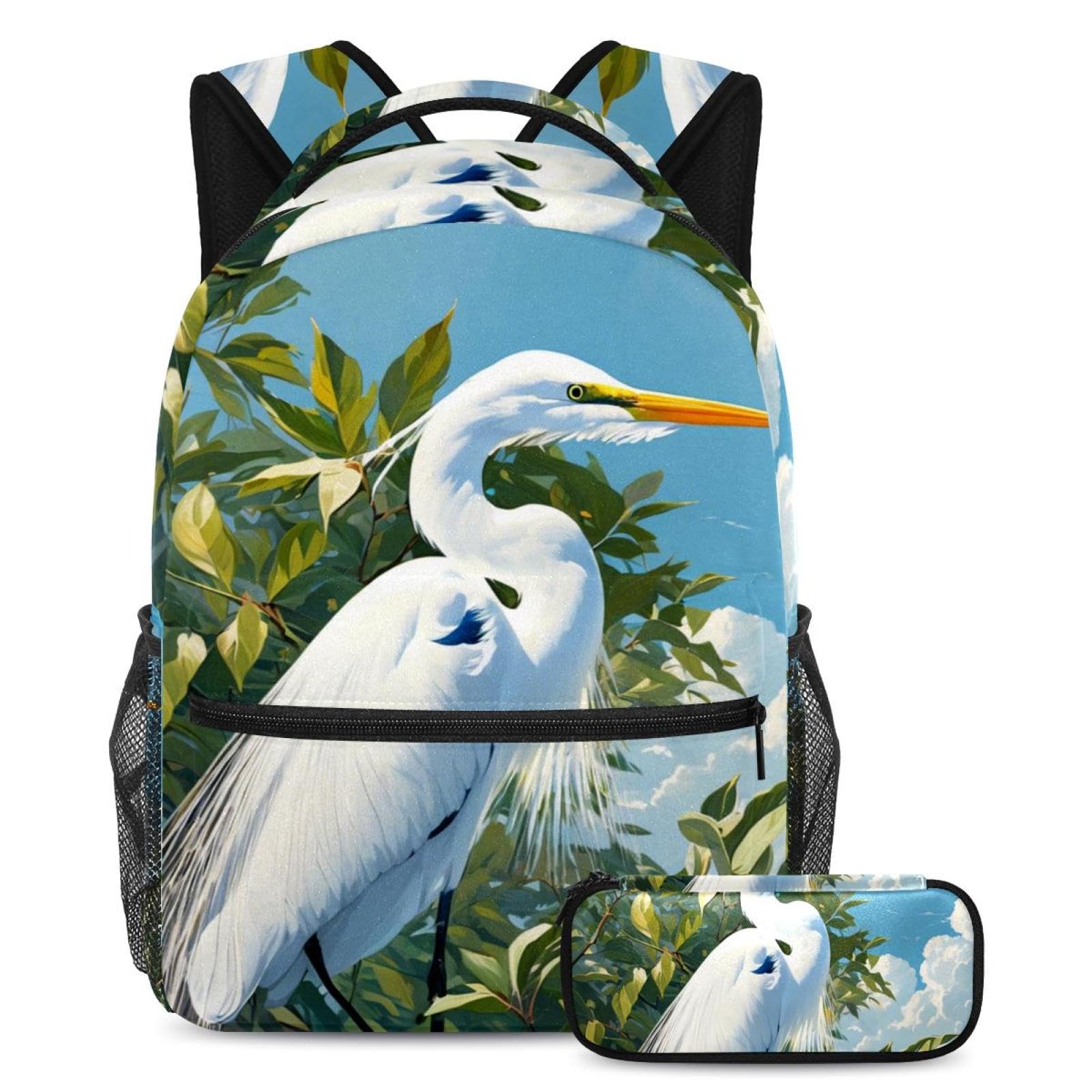 Sac à dos avec trousse à crayons ensemble de cartables 2 pièces multicolore imprimé aigrette