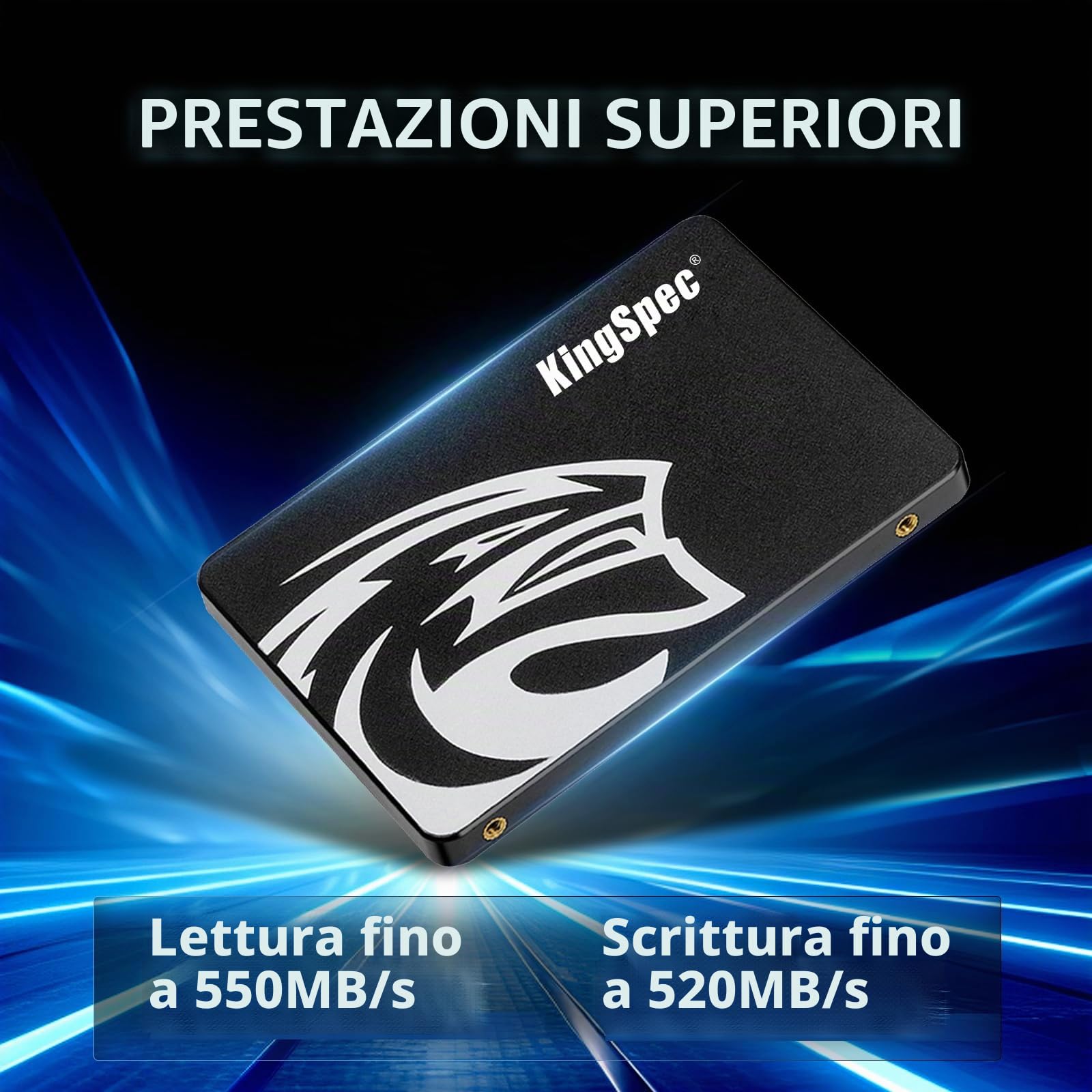 KingSpec 512GB SSD SATA da 2,5 pollici, NGFF SSD - SATA III 6 Gb/s, fino a 560MB/s, disco rigido a stato solido interno per desktop e laptop