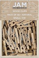 Vista 143 de JAM PAPER Wood Clip Clothespins - Small - 7/8 Inch - White - 50 Clothes Pins/Pack