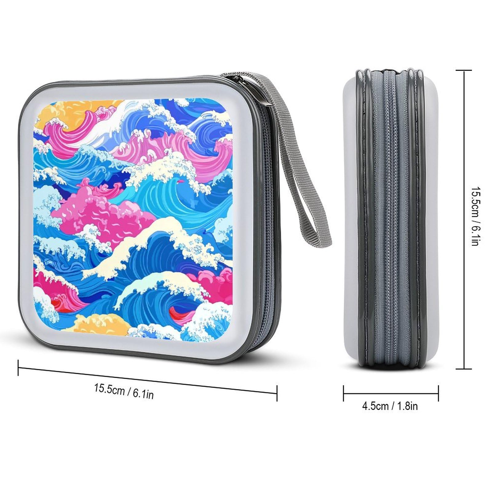 Wave Japanese CD Case Plastic DVD Case Holder Wallet Disc Storage Organizer for Car Travel