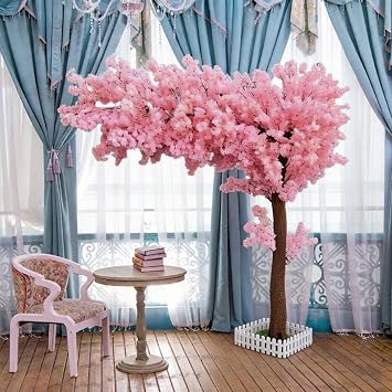 Faux Cherry Blossom Tree, 3.9FT Artificial Cherry Tree, Handmade Artificial Trees for Home Decor, Indoor, Outdoor, Party, Garden, Office and Wedding,A-3.9x3.5ft