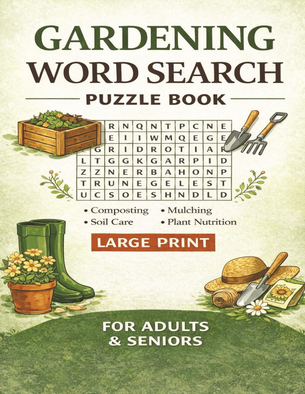 Gardening Word Search Puzzle Book: Large Print Relaxing Puzzles for Adults and Seniors