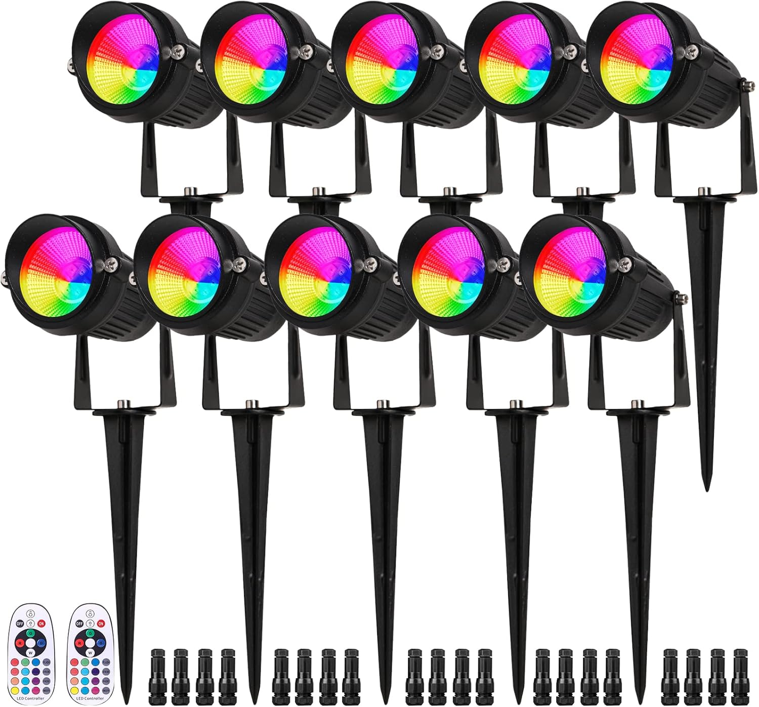 EAGLOD 10W RGBW Led Landscape Lighting,Low Voltage Color Changing Landscape Lights Outdoor,12V~24V Waterproof Multicolor Spotlight Garden Decorative Light for Walkway,Tree,Patio (10 Pack)