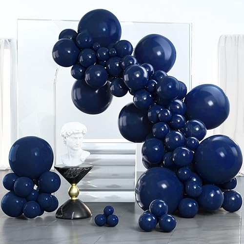 Miniatura 2 de PartyWoo Globos de color azul marino, 100 unidades, diferentes tamaños, paquete de 18, 12, 10, 5 pulgadas, kit de arco de globos azul oscuro perla