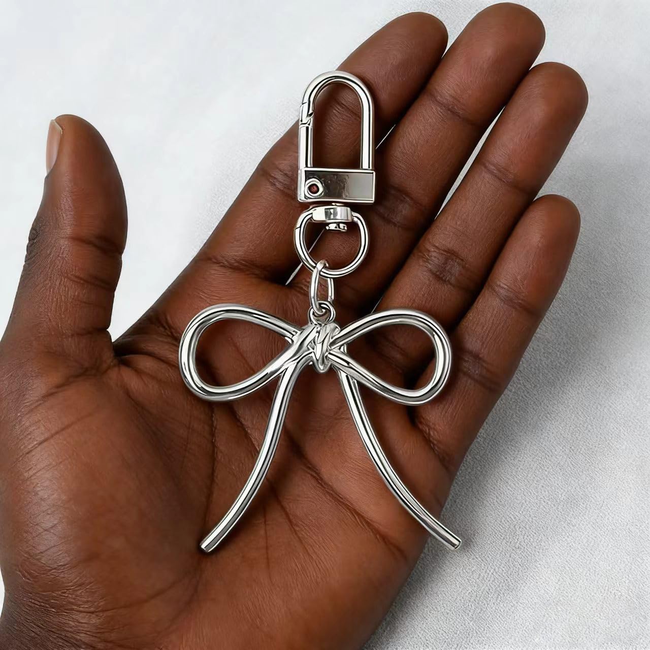 Q&D&S 2p Cute Bow Keychain, Gold and Silver Bag Charms for Handbags, Backpacks, Purse Charms, Tote Bag Accessories, Gifts for Women image 3