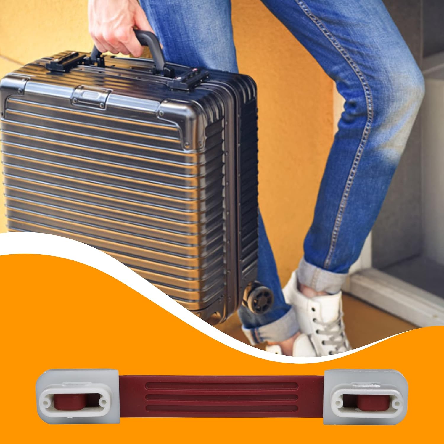 Flexible Strap Suitcase Luggage Red B117 Replacement Handle with Screws 217mm