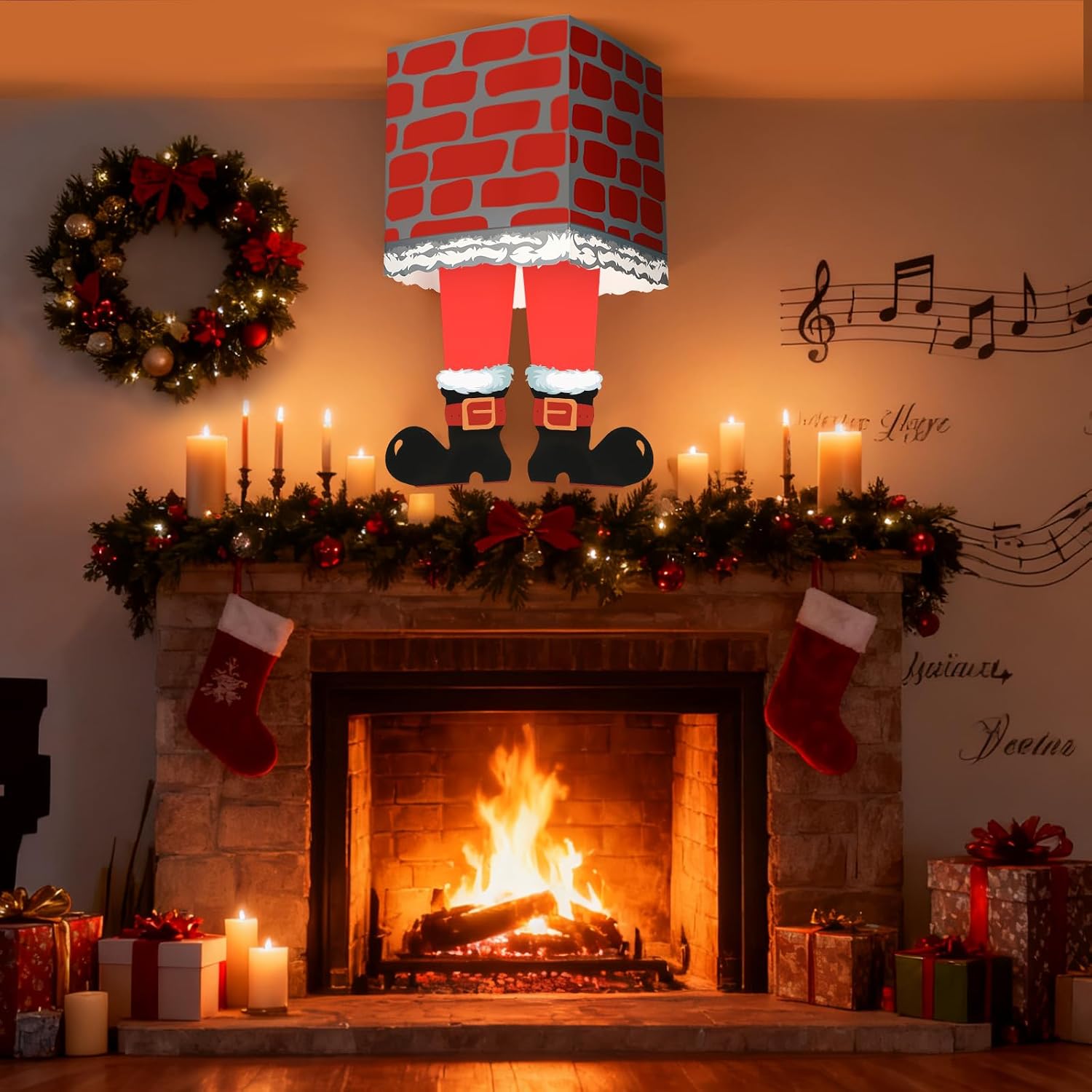 Harloon 28 Inch Hanging Santa Claus Christmas Decorations, Santa Claus in the Chimney, Funny Christmas Hanging Ornaments for Rooftops Chimney Tops Bedrooms Balconies Xmas Festive Decorations image 4