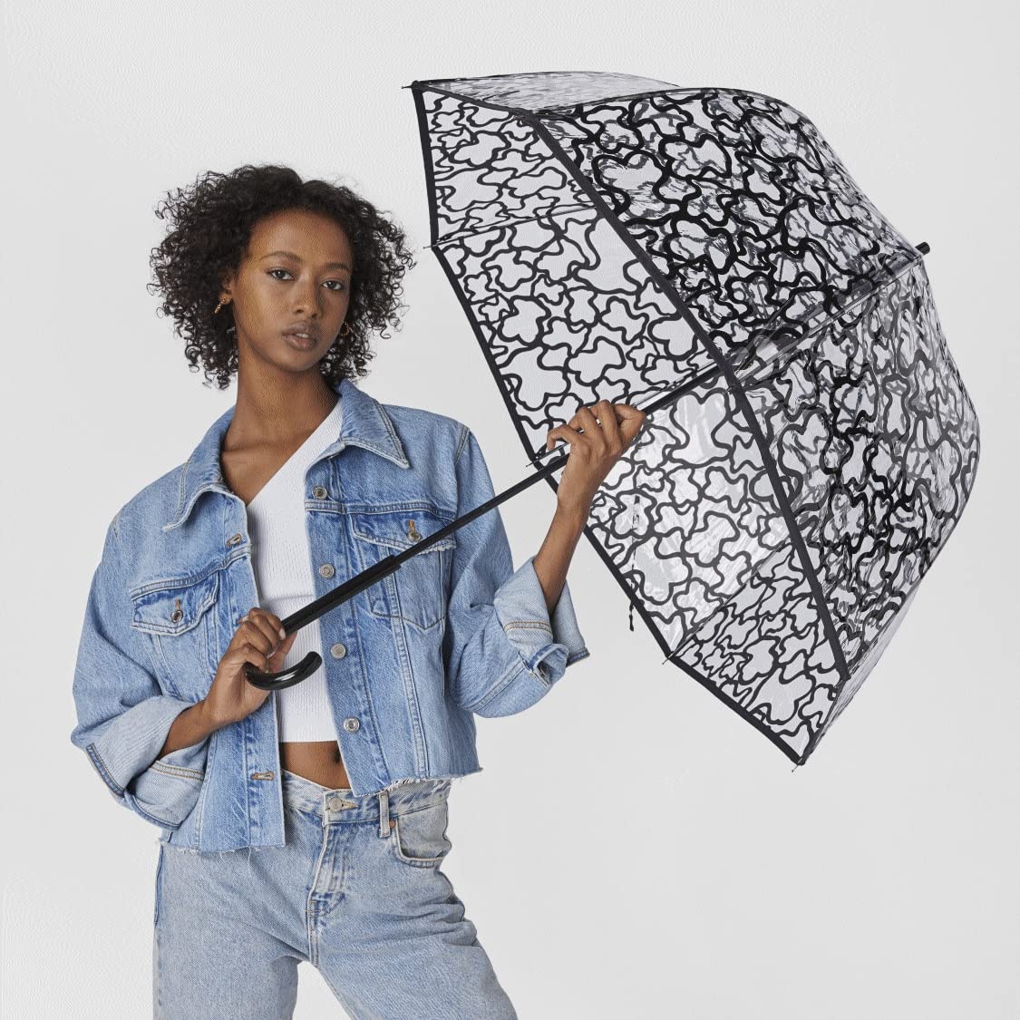 TOUS Paraguas Grande Transparente, Para Mujer, Colección Kaos