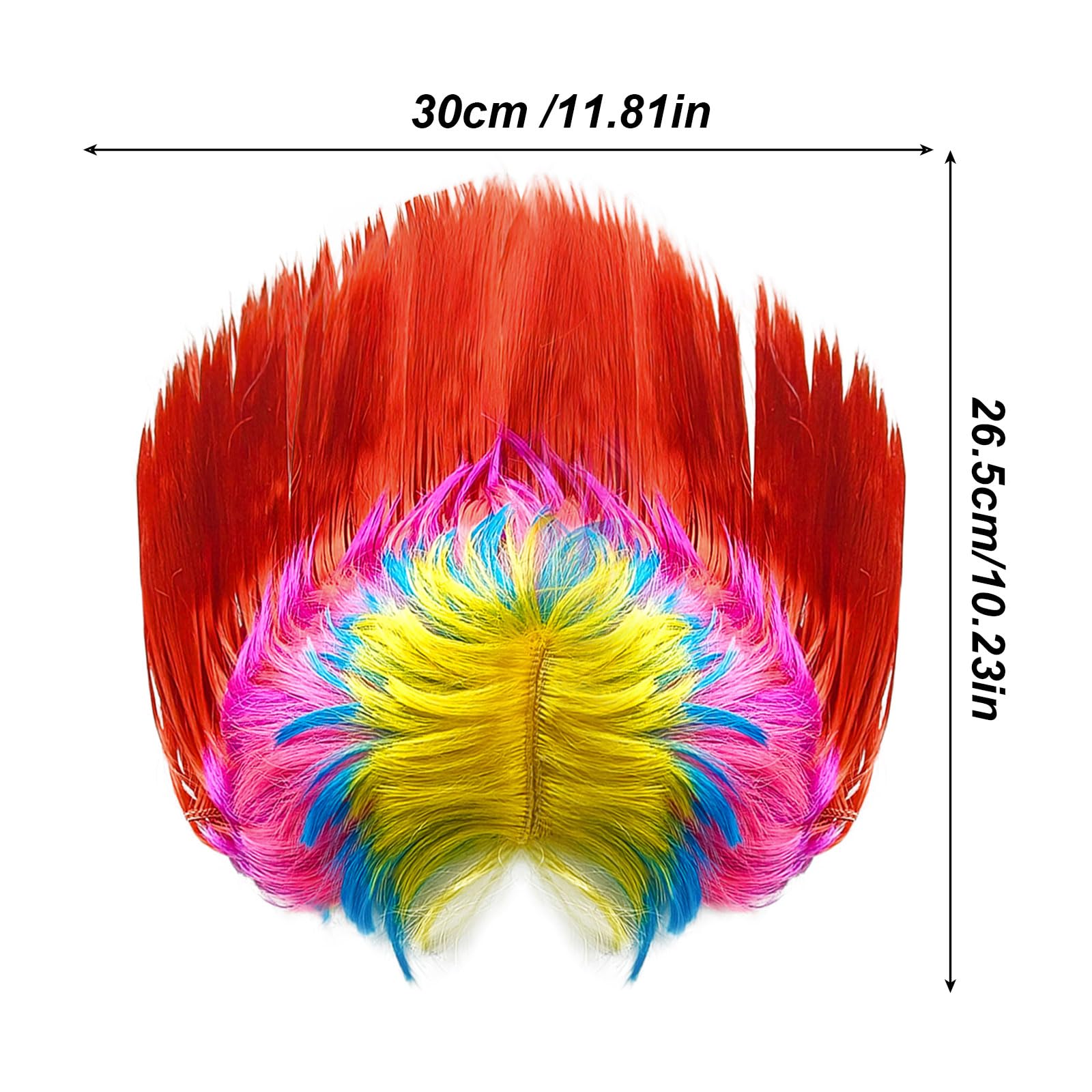 UILYNIU 80s Street Punk Wig Heavy Metal Disco Wig Dress Up Wigs Rock Star Hard Rocker Multi-Coloured Costume Rocker Fancy Dress Accessories Halloween Fancy Costume(Red) - Image 2