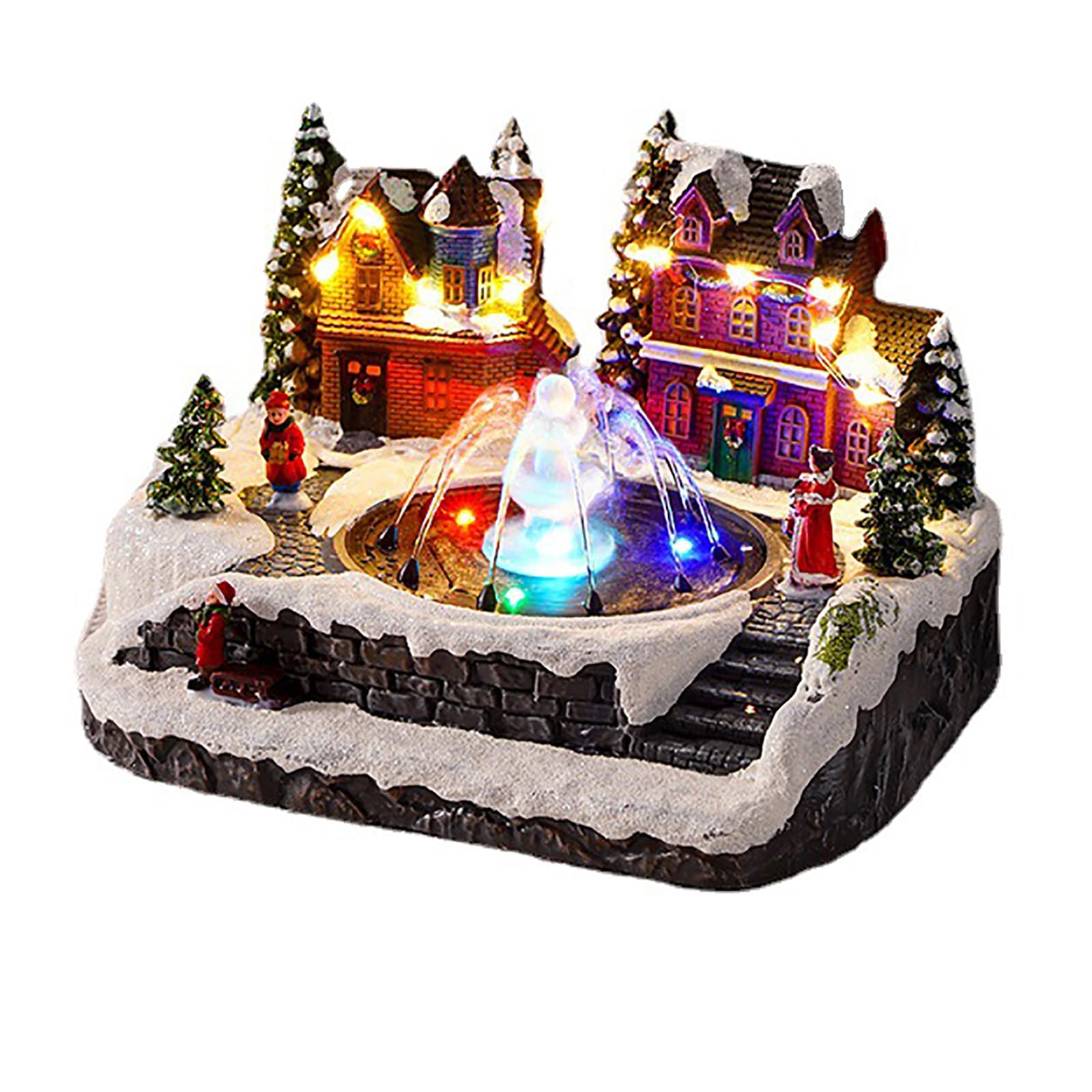 Casa De Nieve Brillante Navideña, Decoración Luminosa De Casa Pequeña con Fuente Y Música, Funciona con Batería/Cable USB, Material De Resina Duradero, para Decoración De Mesa, Regalos