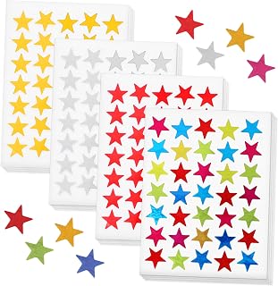 CANIGHT 40hojas Pegatinas De Estrella Doradas Para Niño Niña Pegatinas De Recompensa Coloridas Para Kindergarten Decoración De Manualidades y Álbumes Adorables Adhesivos