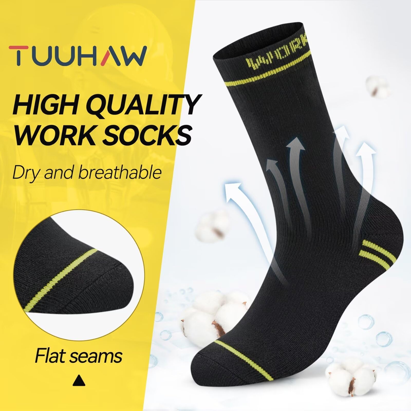 TUUHAW Calze da Lavoro Uomo 10 Paia Lunghe Calzini Uomo Donna Invernali Cotone Calzini Spugna Sportive Work Socks, OEKO-TEX Standard 100