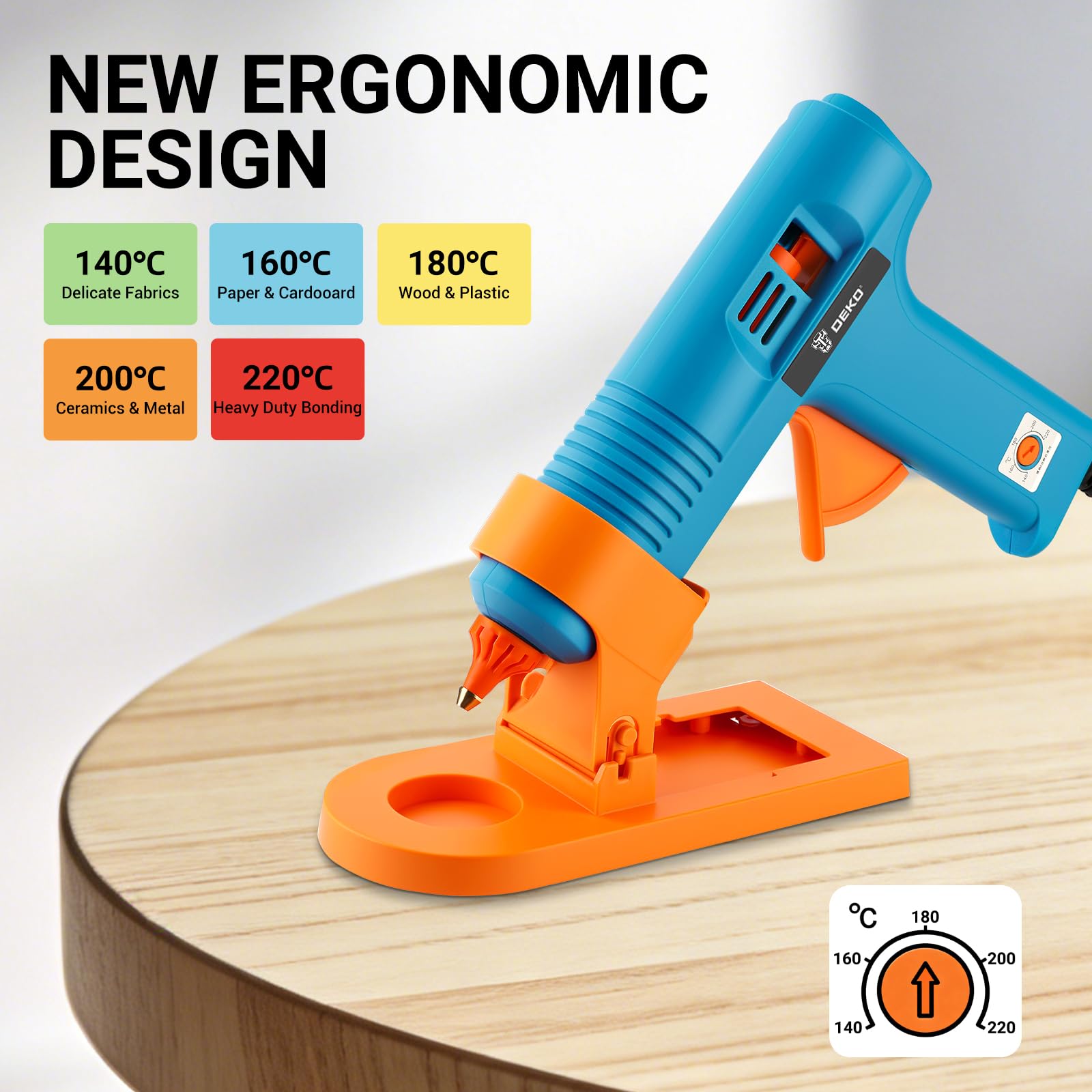 DEKOPRO 150W Pistolet à Colle Chaude: Pistolet à Colle Électrique Compact avec Plateau de Support et 35 Barres de Colle, pour DIY, Arts, Bricolage, Bureau, École, Réparations Maison