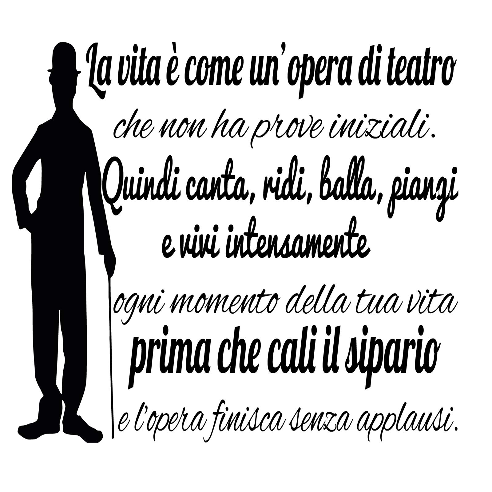 Vinilo pared decorativo, pegatina pared frase en Italiano "LA VITA È COME UN’OPERA DI" adesivi murali frasi in italiano citazione, decorazione da Muro,Wall Stickers, Art Sticker Decal Mural DC-058-IT