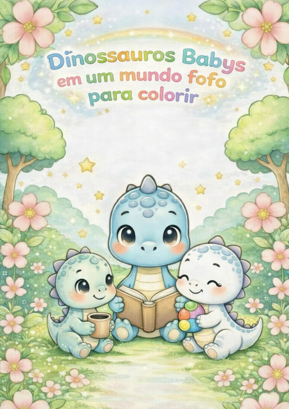 Dinossauros Babys em um mundo fofo para colorir: Um livro de colorir encantador com dinossauros bebês